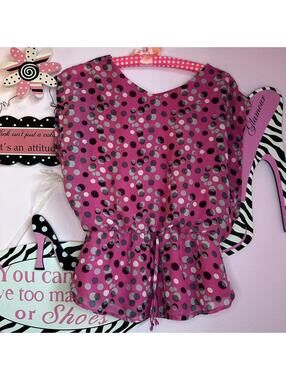 Sheer pink polka dot blouse by Speechless